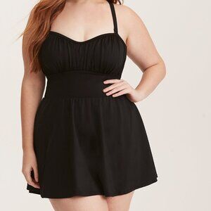 TORRID  BLACK  SKATER ONE PIECE SWIMSUIT DRESS 1 1XL L 12 14 16